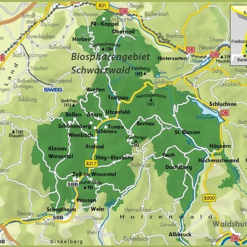 Karte des Biosph�rengebiet Schwarzwald