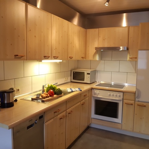 separate komplett ausgestattete Einbauk&uuml;che mit Sp&uuml;lmaschine, E-Herd mit Backofen, Mikrowelle - 