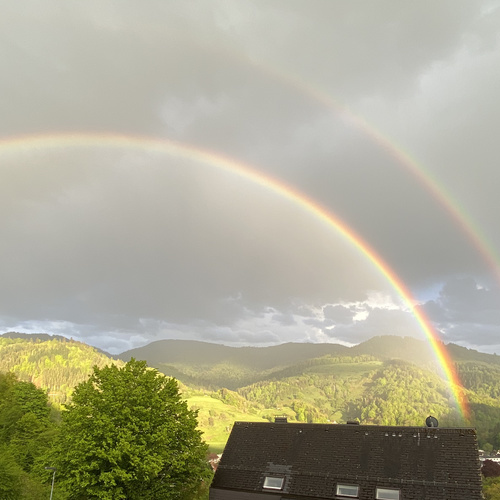 Toller Regenbogen, Blick von der Terrasse - 